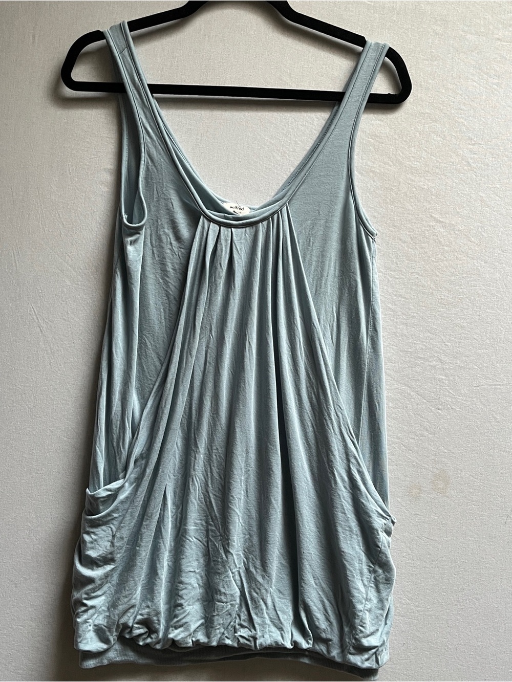 Wilfred Pale Blue Pleated Sleeveless Top Scoop Neck Tank Sz S